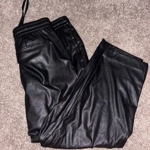 Calvin Klein Black Faux Leather Joggers